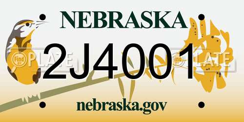 2J4001 Nebraska License Plate