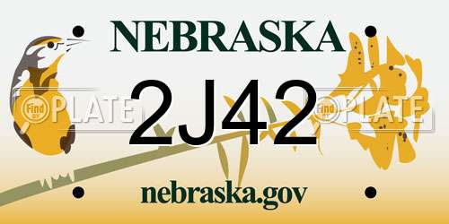 2J42 Nebraska License Plate