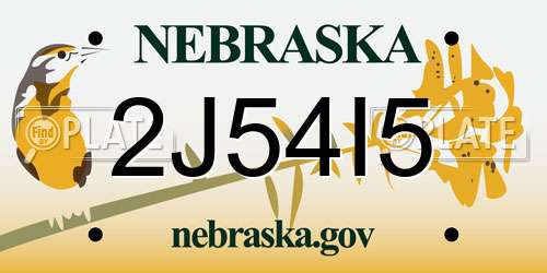 2J54I5 Nebraska License Plate
