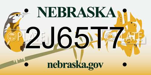2J65T7 Nebraska License Plate
