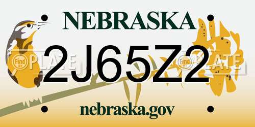 2J65Z2 Nebraska License Plate