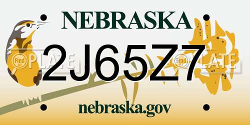 2J65Z7 Nebraska License Plate