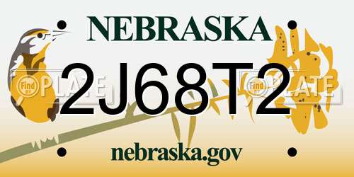 2J68T2 Nebraska License Plate