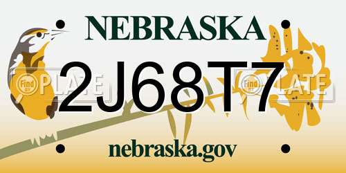 2J68T7 Nebraska License Plate
