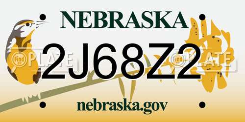 2J68Z2 Nebraska License Plate