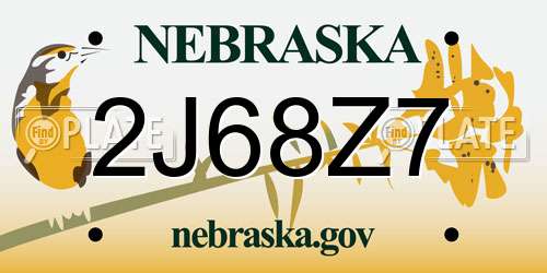 2J68Z7 Nebraska License Plate