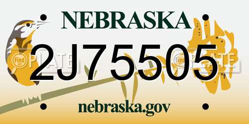 2J75505 Nebraska License Plate
