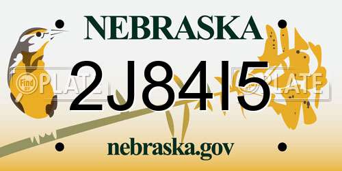 2J84I5 Nebraska License Plate