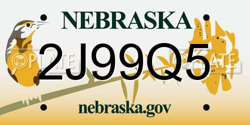2J99Q5 Nebraska License Plate