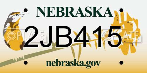 2JB415 Nebraska License Plate