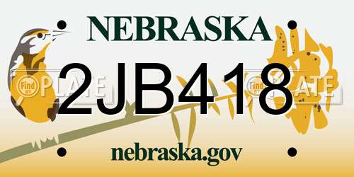 2JB418 Nebraska License Plate
