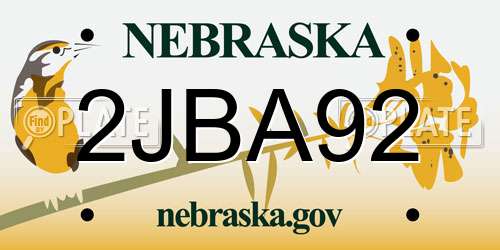 2JBA92 Nebraska License Plate