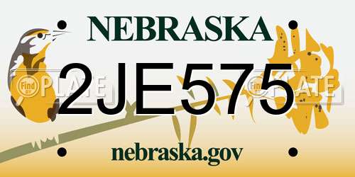 2JE575 Nebraska License Plate