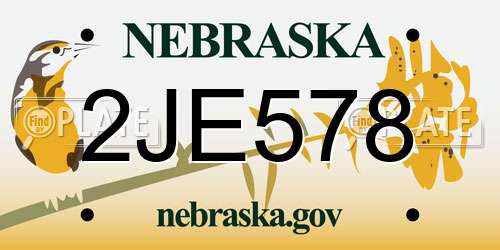 2JE578 Nebraska License Plate