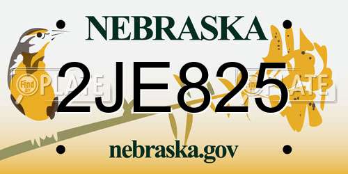 2JE825 Nebraska License Plate