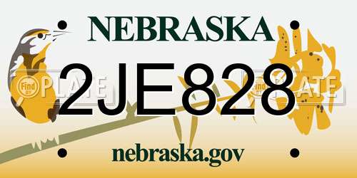 2JE828 Nebraska License Plate