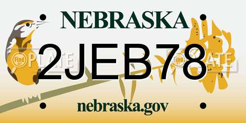 2JEB78 Nebraska License Plate