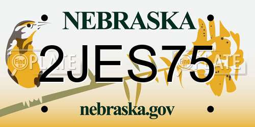 2JES75 Nebraska License Plate