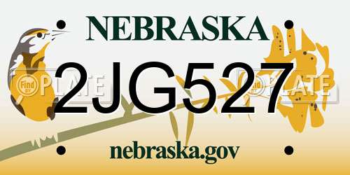2JG527 Nebraska License Plate