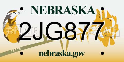 2JG877 Nebraska License Plate