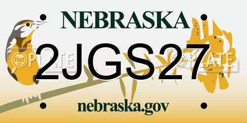 2JGS27 Nebraska License Plate