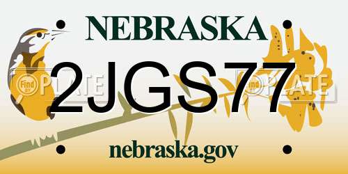 2JGS77 Nebraska License Plate