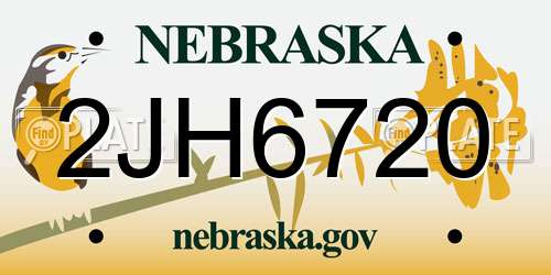 2JH6720 Nebraska License Plate