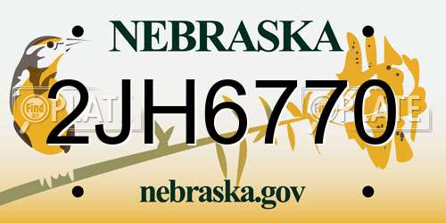 2JH6770 Nebraska License Plate