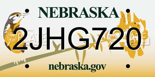 2JHG720 Nebraska License Plate