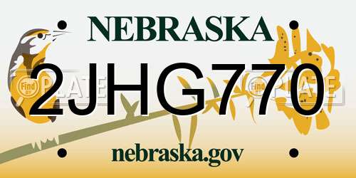2JHG770 Nebraska License Plate
