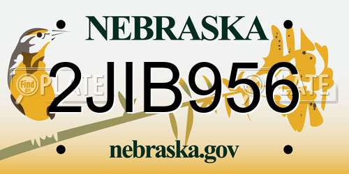 2JIB956 Nebraska License Plate