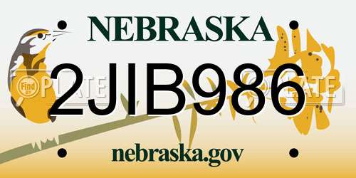 2JIB986 Nebraska License Plate