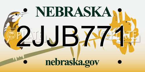 2JJB771 Nebraska License Plate