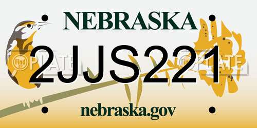 2JJS221 Nebraska License Plate