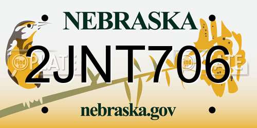 2JNT706 Nebraska License Plate