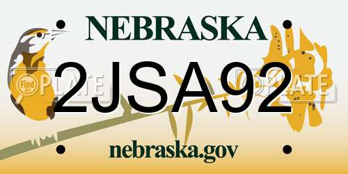 2JSA92 Nebraska License Plate