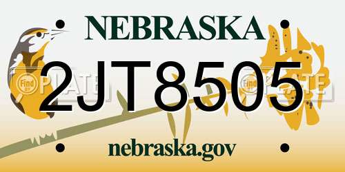 2JT8505 Nebraska License Plate