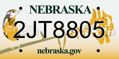 2JT8805 Nebraska License Plate