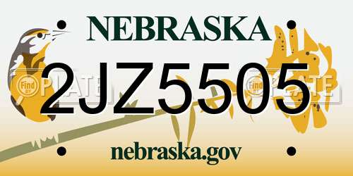 2JZ5505 Nebraska License Plate