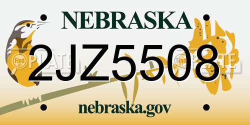 2JZ5508 Nebraska License Plate