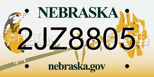 2JZ8805 Nebraska License Plate