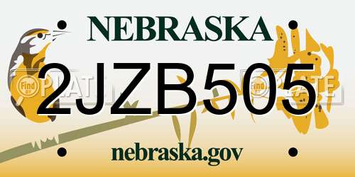 2JZB505 Nebraska License Plate