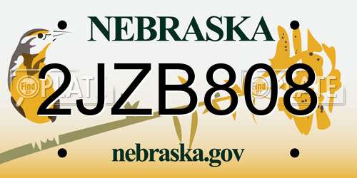 2JZB808 Nebraska License Plate