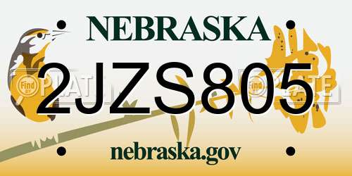 2JZS805 Nebraska License Plate