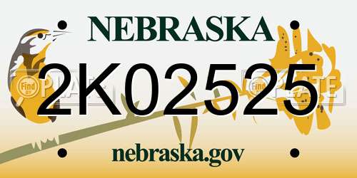 2K02525 Nebraska License Plate