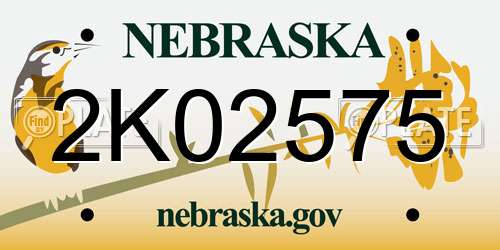 2K02575 Nebraska License Plate
