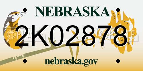 2K02878 Nebraska License Plate