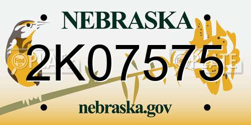 2K07575 Nebraska License Plate