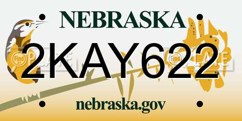 2KAY622 Nebraska License Plate