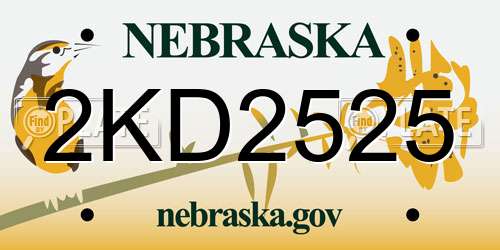 2KD2525 Nebraska License Plate